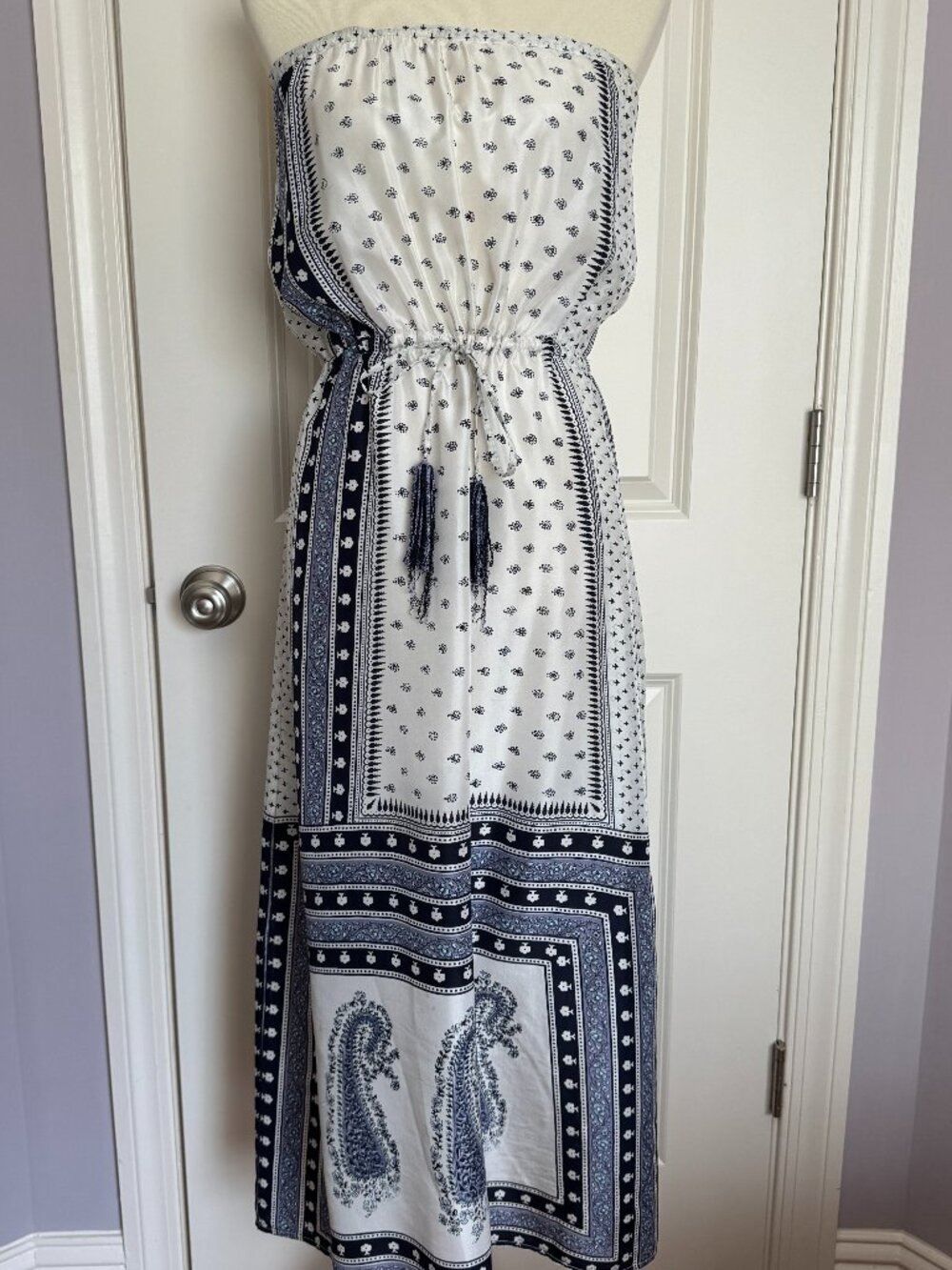 Calypso St Barth Dot Paisley Strapless Maxi Dress XS